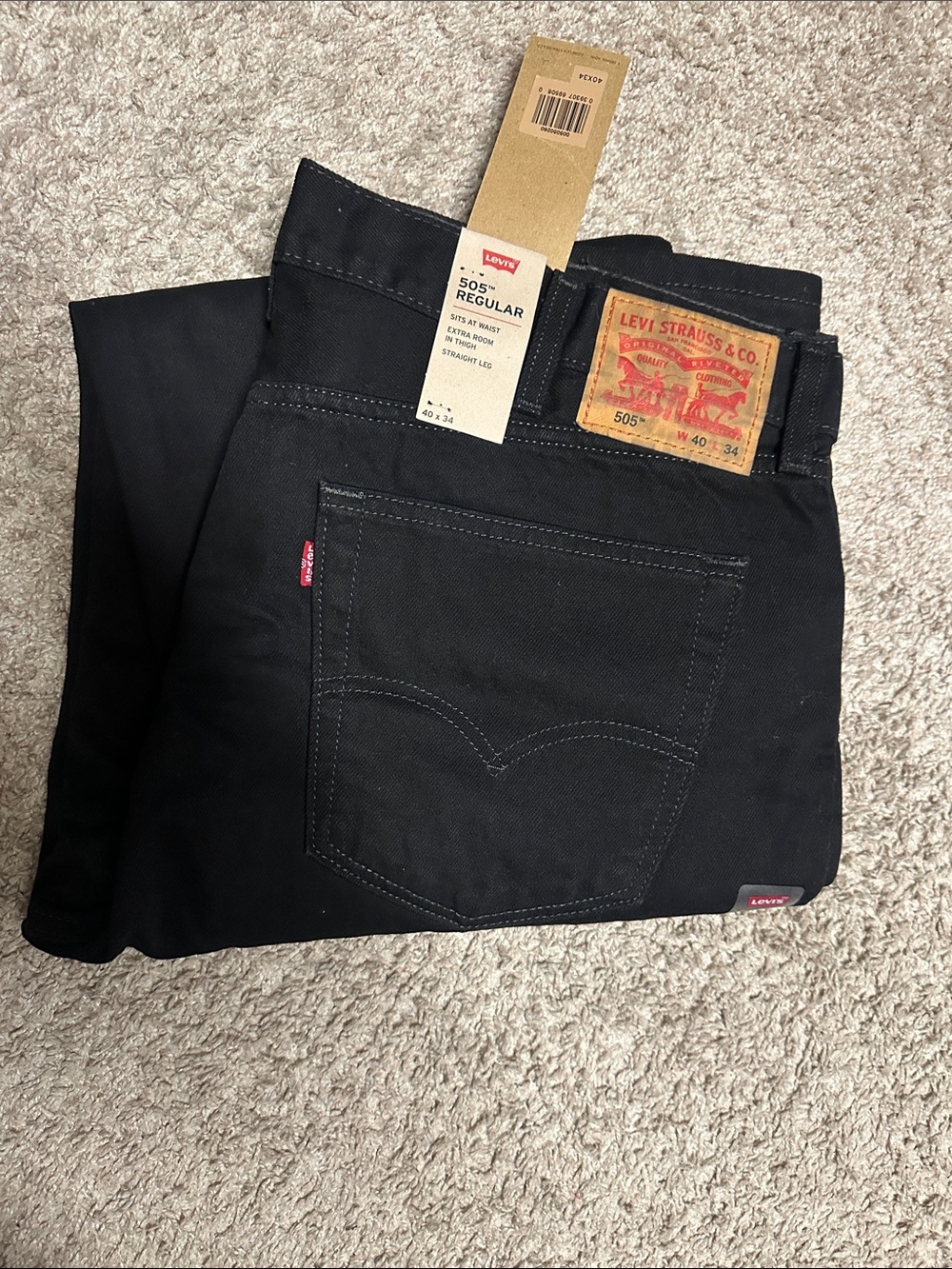 Levi's Black Men's Straight Jeans 505 Regular